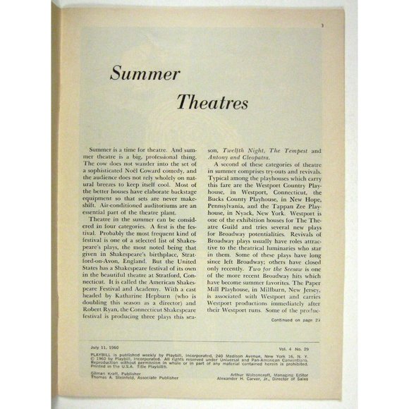 Toys in the Attic Playbill July 1960 Marine Stapleton Irene Worth Jason Robards - Picture 3 of 9